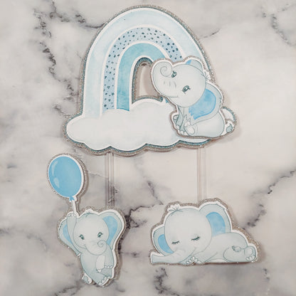 Blue Elephant Baby Card Topper Set