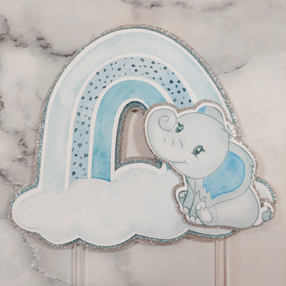 Blue Elephant Baby Card Topper Set