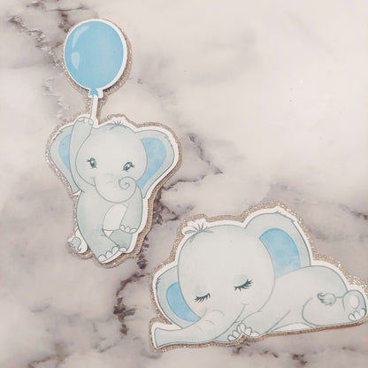 Blue Elephant Baby Card Topper Set