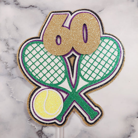 Tennis Glitter Card Cake Topper