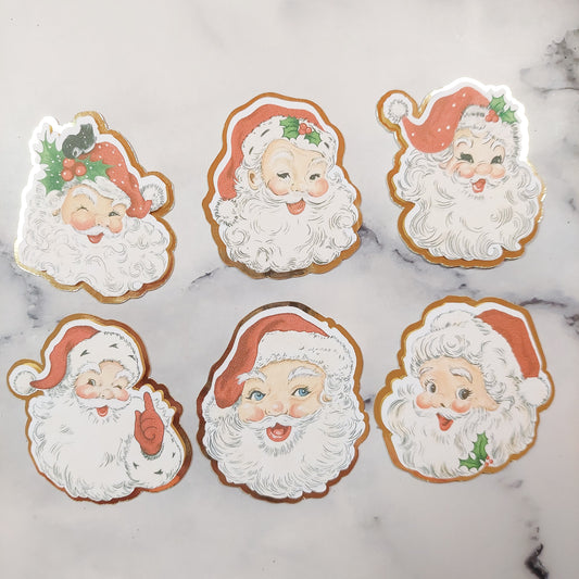 Vintage Santa Card Cupcake Toppers