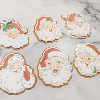 Vintage Santa Card Cupcake Toppers