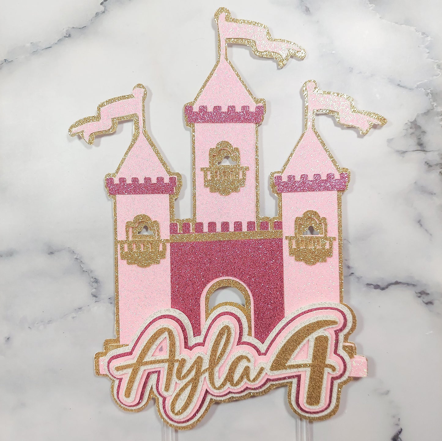 Castle Glitter Card Cake Topper #4