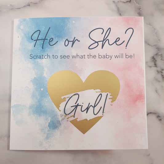 Gender Reveal Scratch Card Printed Greeting Card