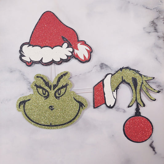 Grinch Glitter Card Topper Set