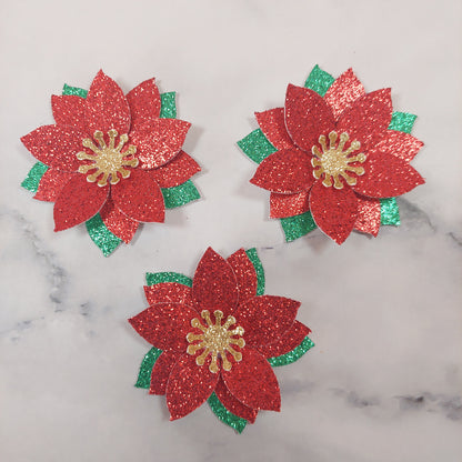 Poinsettia Glitter Card Cupcake Toppers