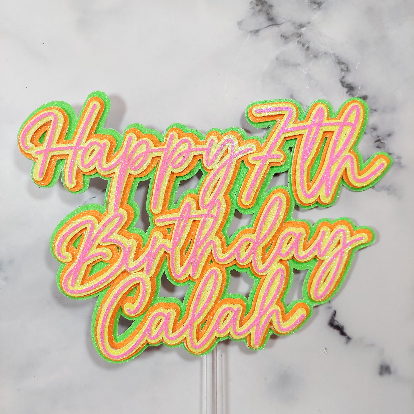 Neon Glitter Card Text Topper #2