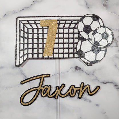 Football Glitter Card Cake Topper Set