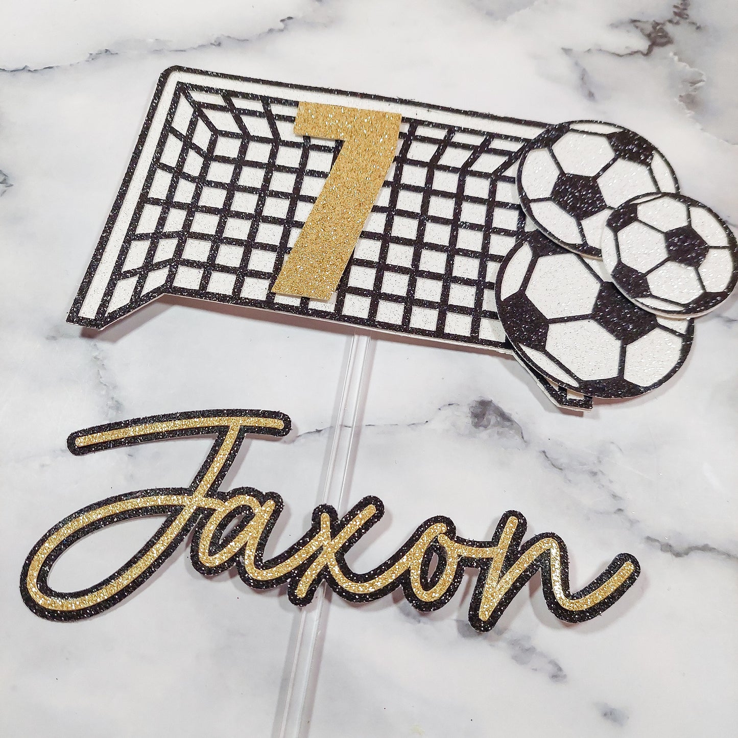 Football Glitter Card Cake Topper Set