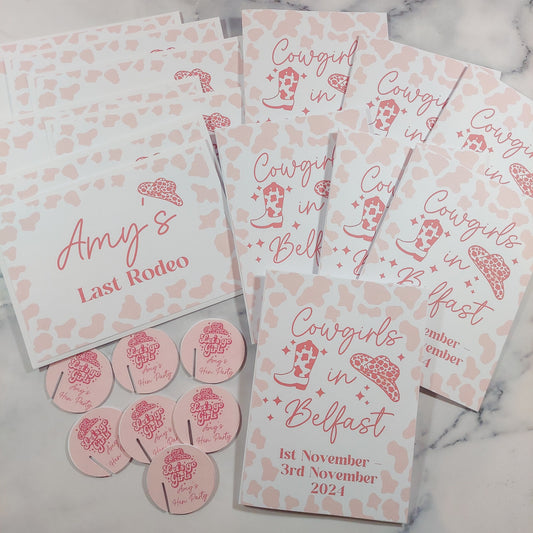 Cowgirls Hen Party Itinerary/Invite, Drink toppers