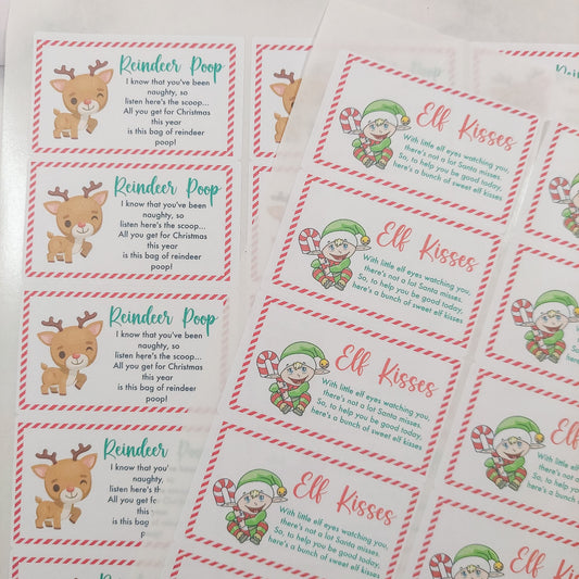 Elf Kisses / Reindeer Poop Stickers