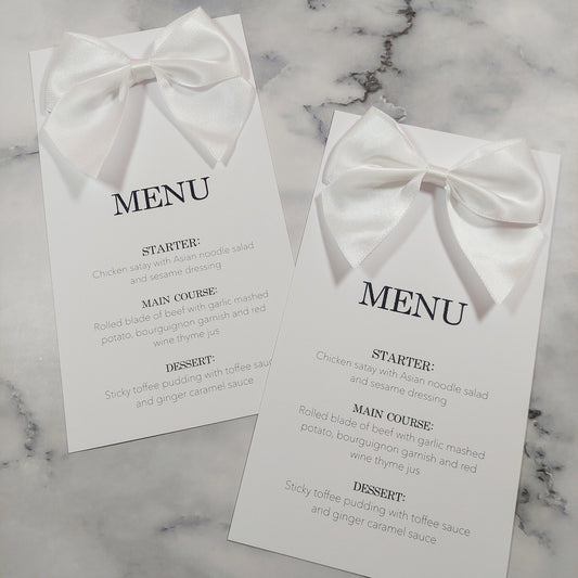 Large Bow Menu Cards