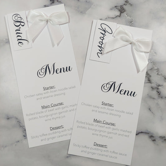 Name Place Bow Menu Cards