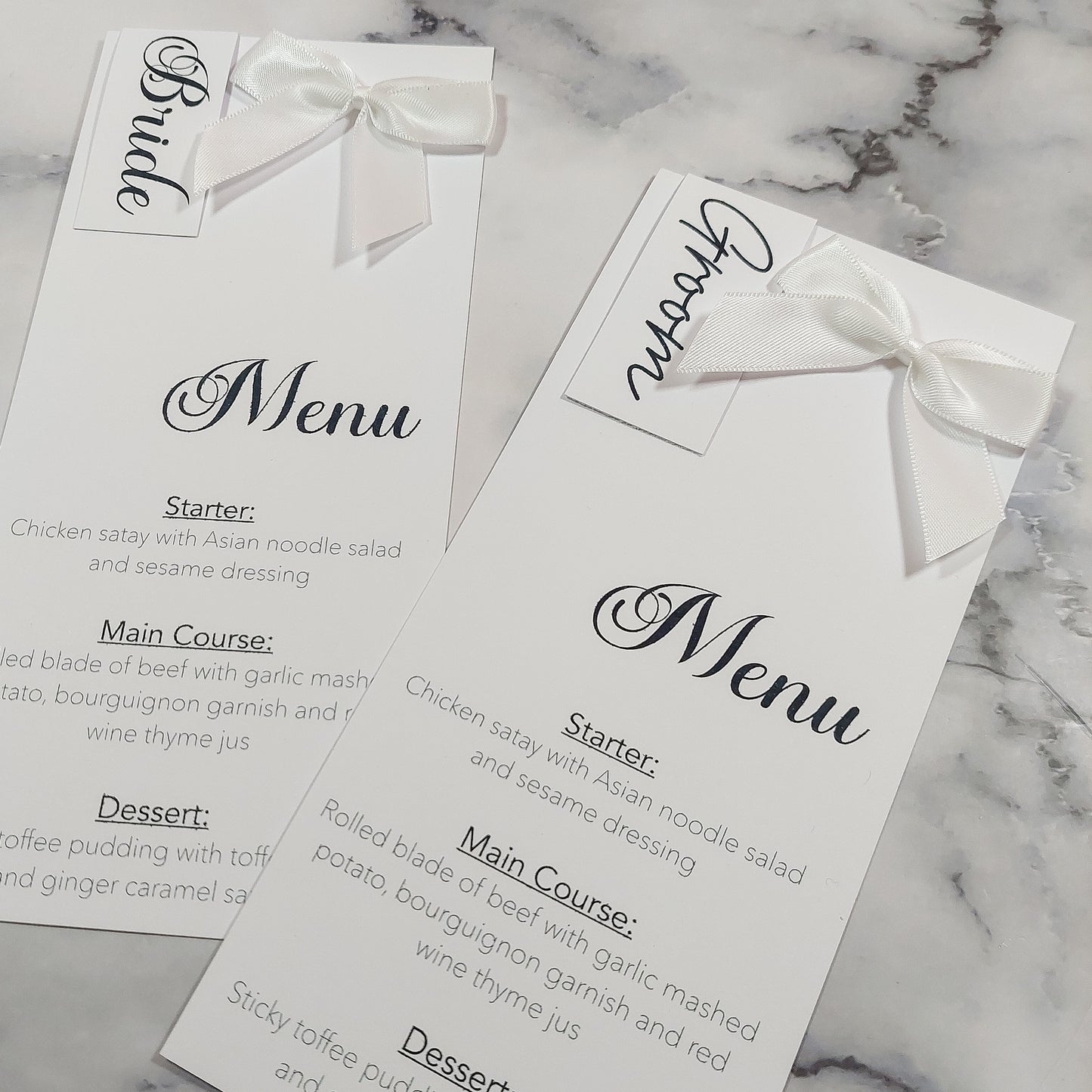 Name Place Bow Menu Cards