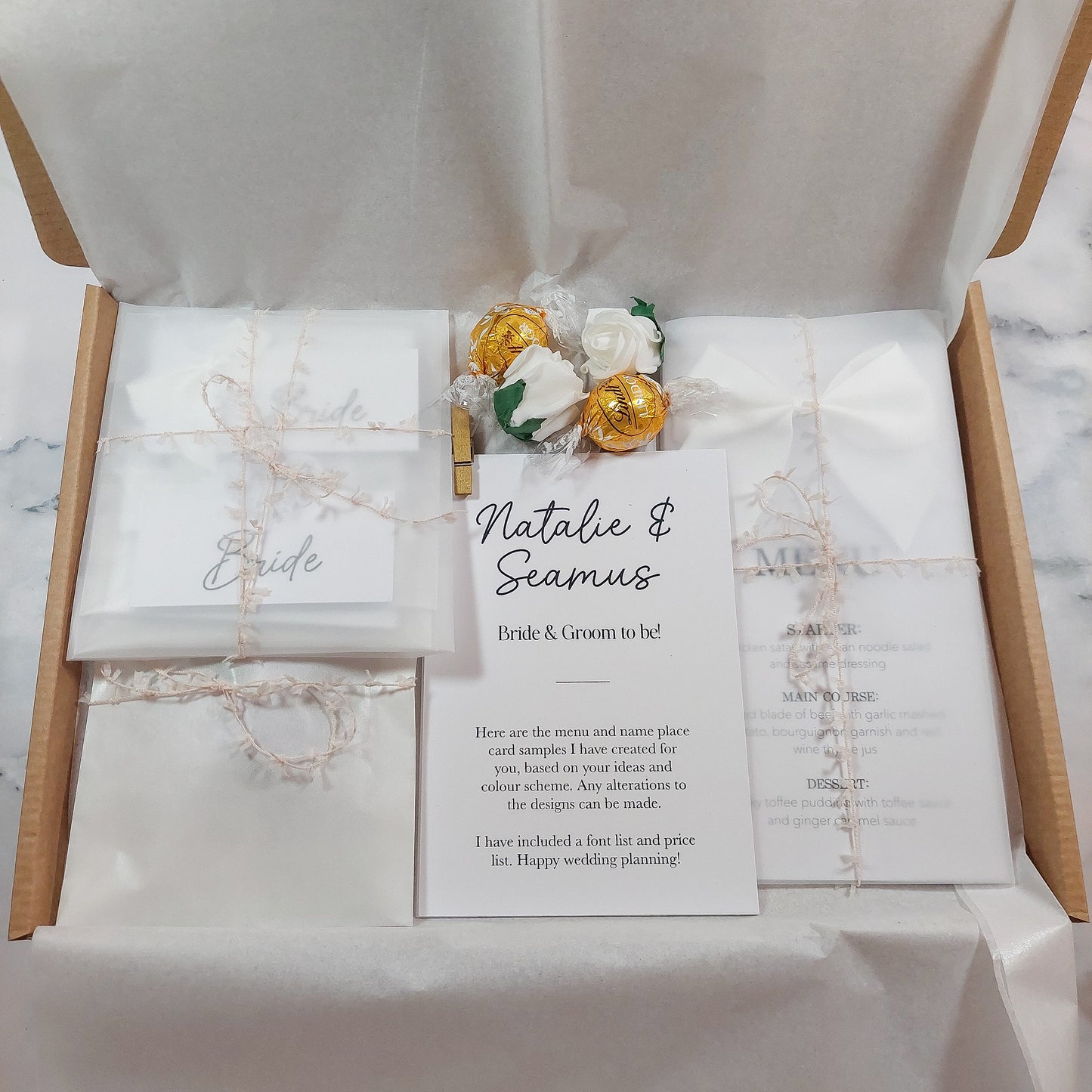 Menu & Name Place Card Sample Box