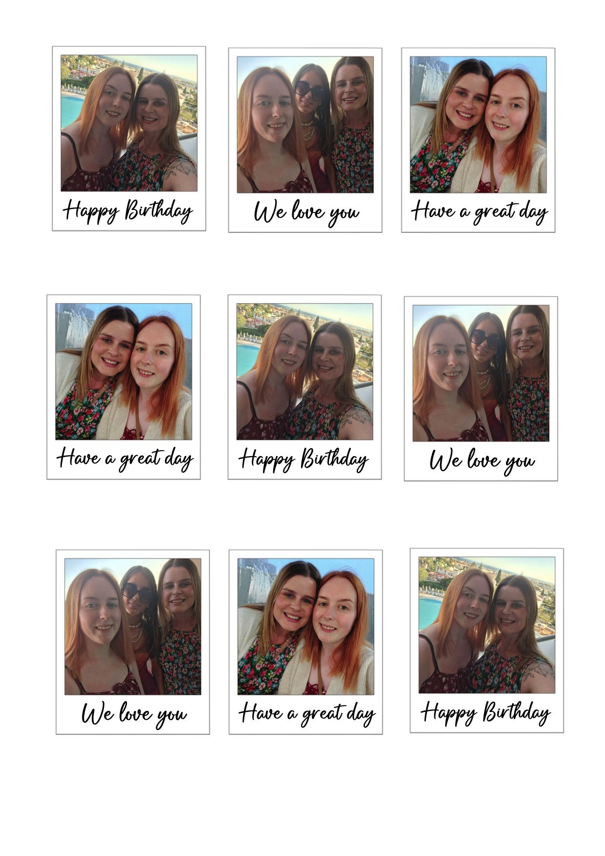 Polaroid Cupcake Topper Icing Sheet - Birthdays, Weddings, Anniversary, Baby Shower