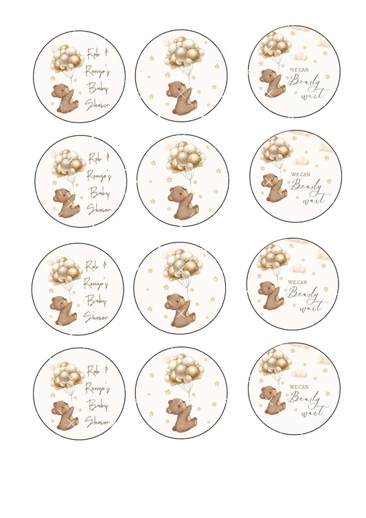 We can bearly wait icing sheet cupcake toppers