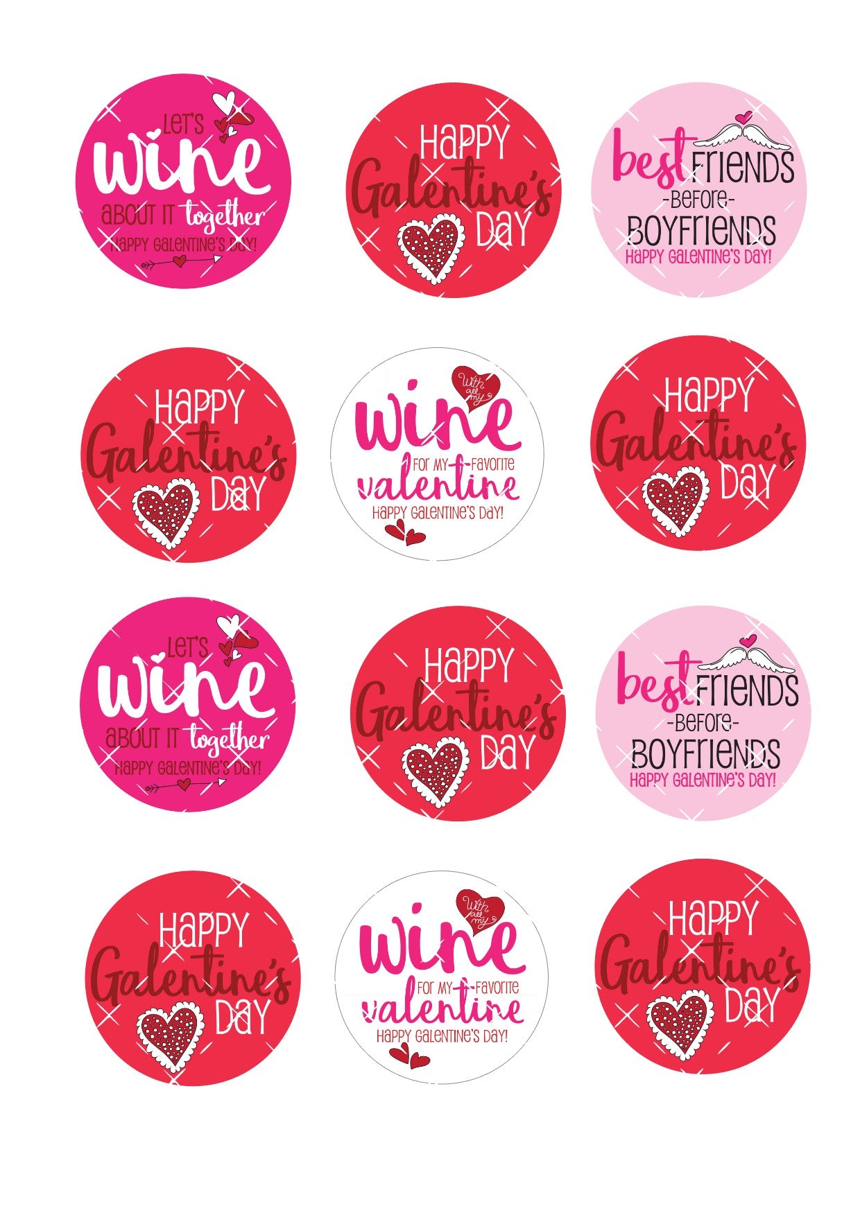 Galentines mix Icing Sheet Cupcake Toppers