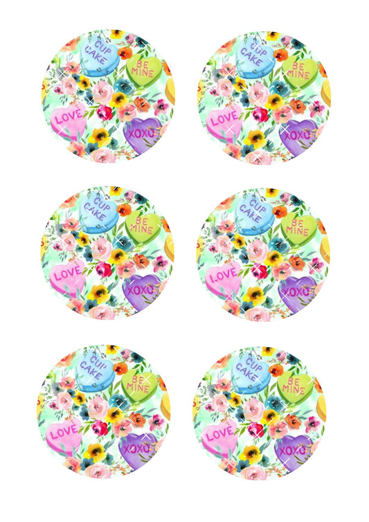 Floral Heart Icing Sheet Cookie Toppers