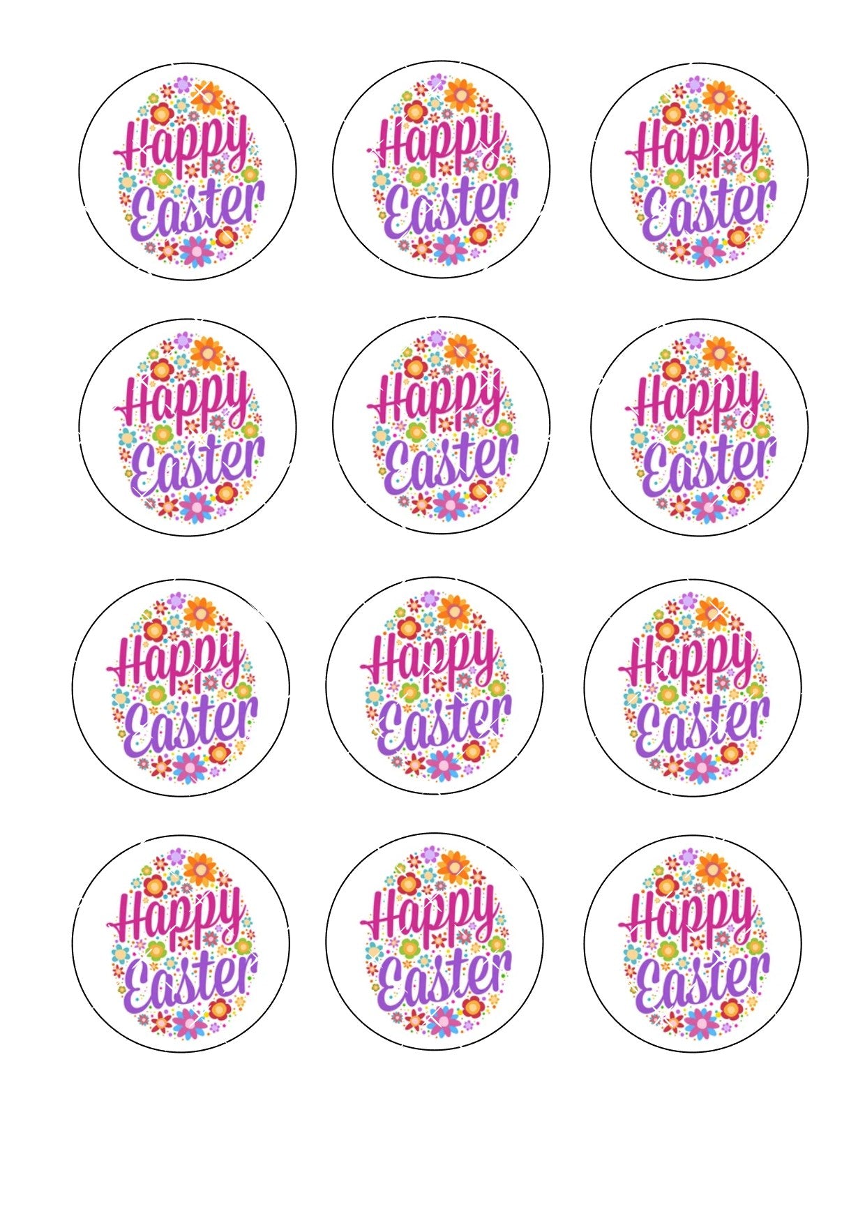 Easter Icing Sheet Cupcake Toppers #8