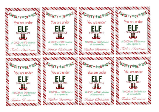 Naughty or Nice Elf Edible Cookie Toppers Icing Sheet