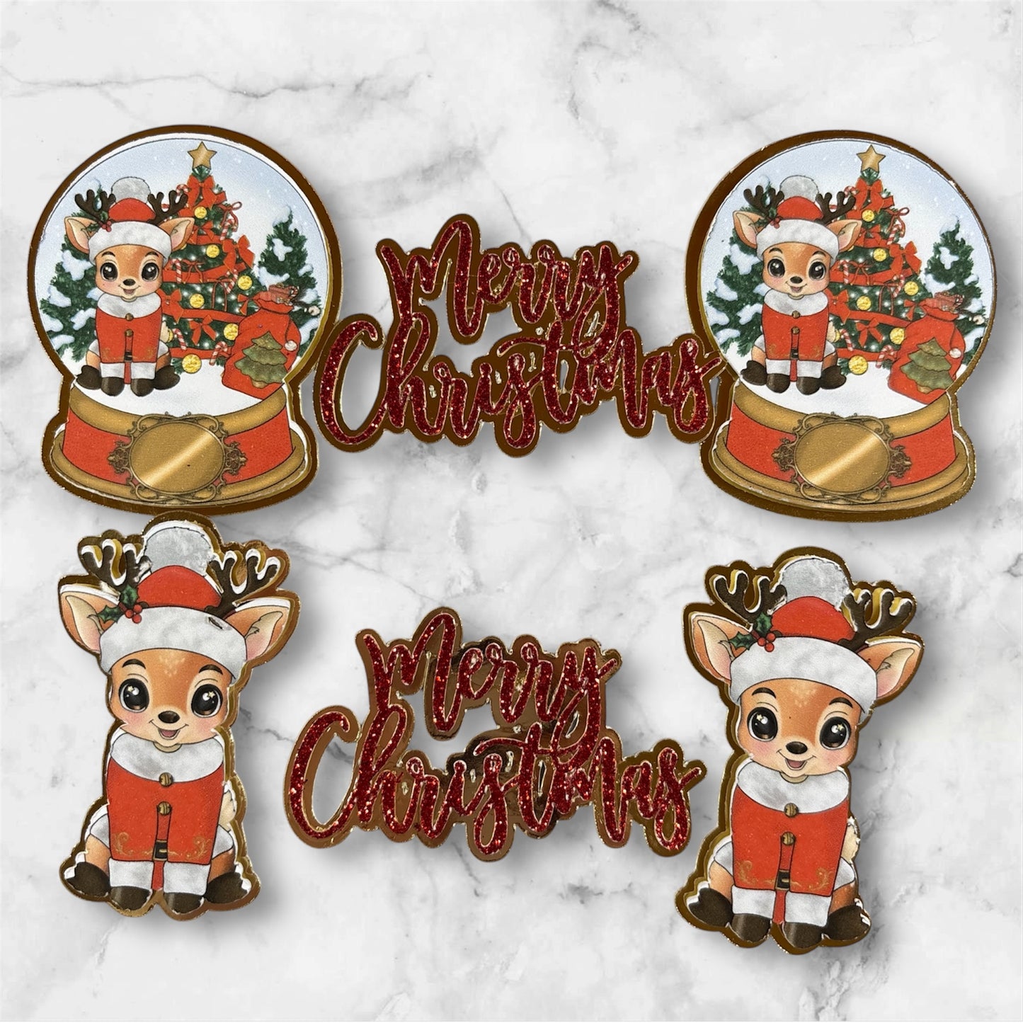 Reindeer Card Cupcake Topper Set
