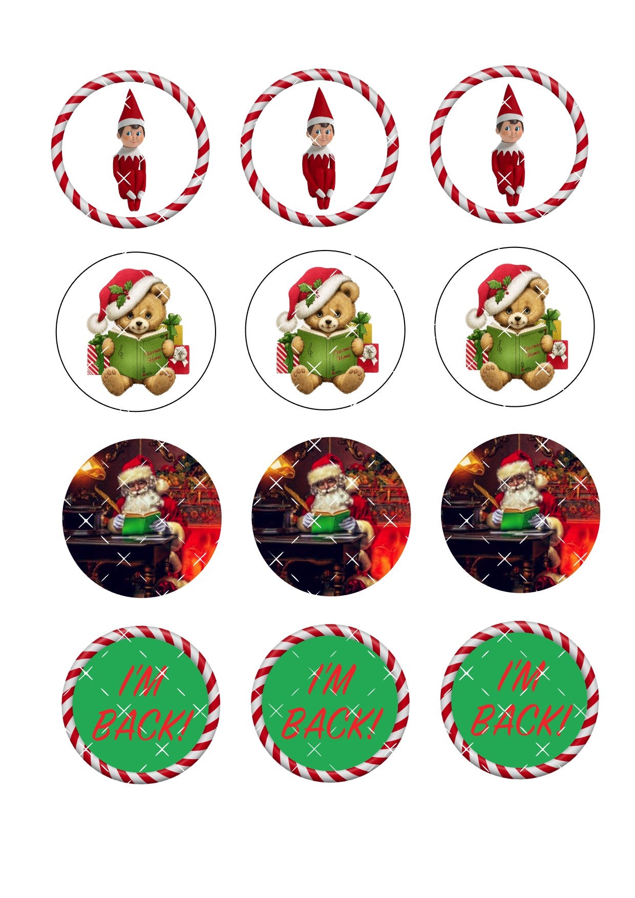 Elf Cupcake Topper Set Icing Sheet