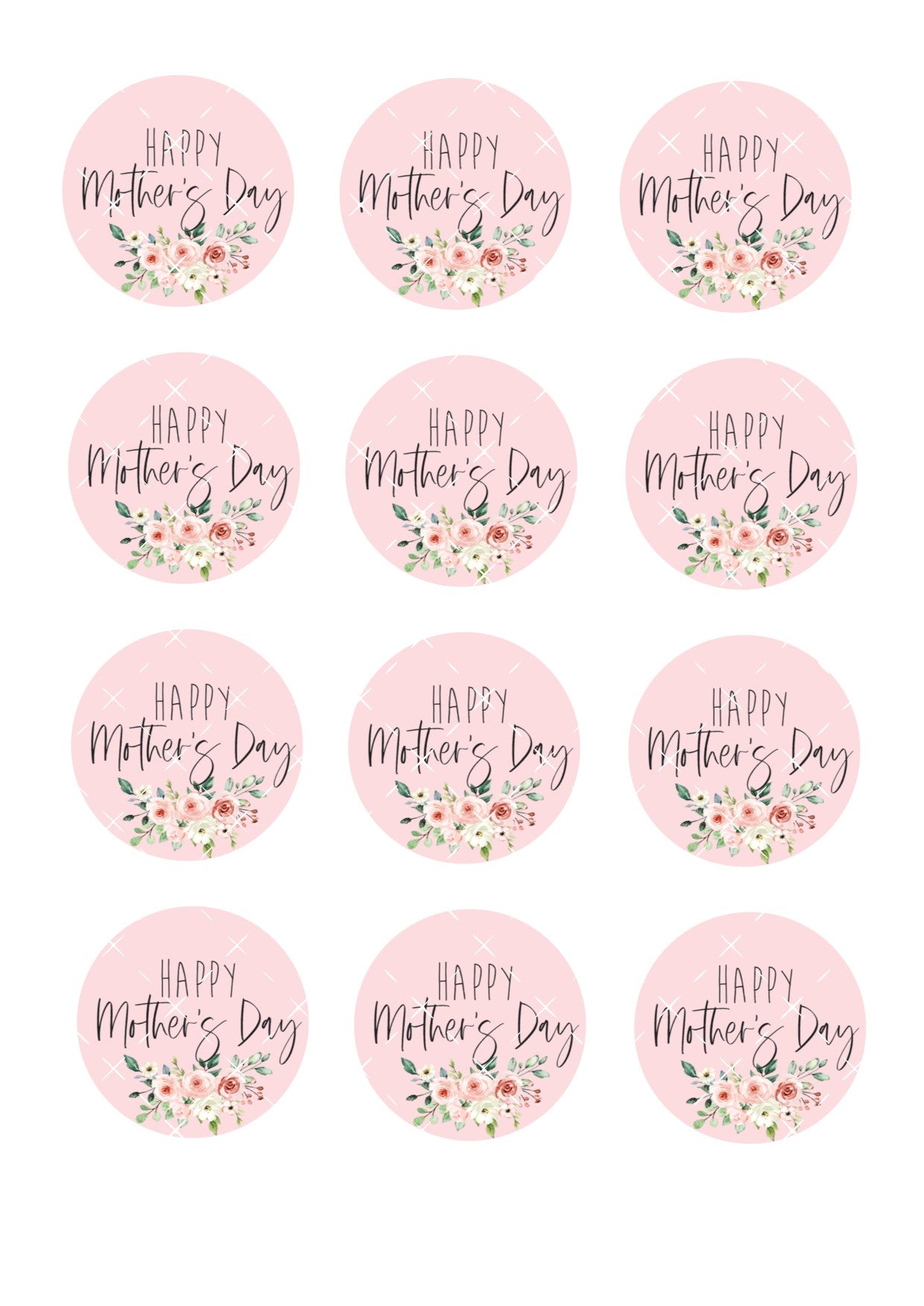 Mother's Day Icing Sheet Cupcake Toppers #8