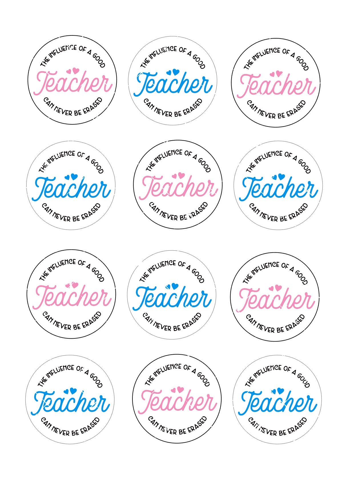 Teacher Influence Icing Sheet Cupcake Toppers