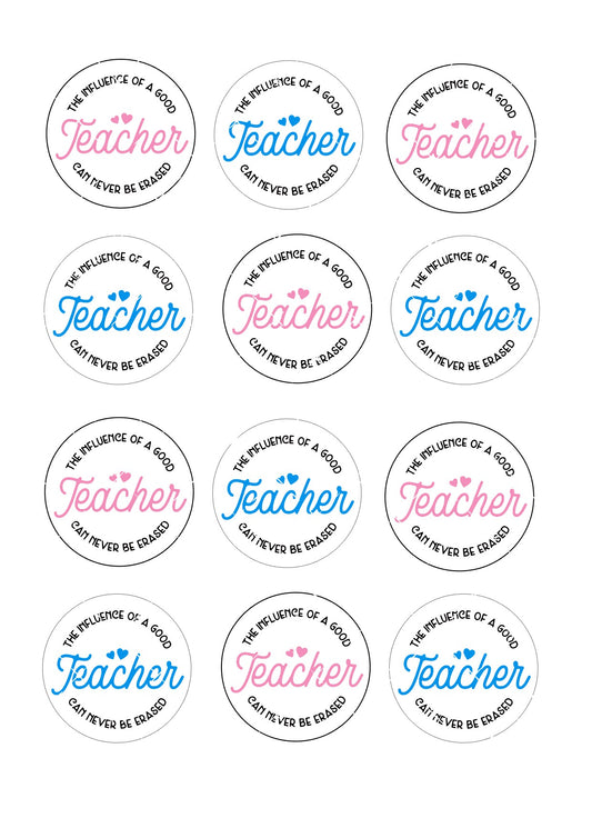 Teacher Influence Icing Sheet Cupcake Toppers