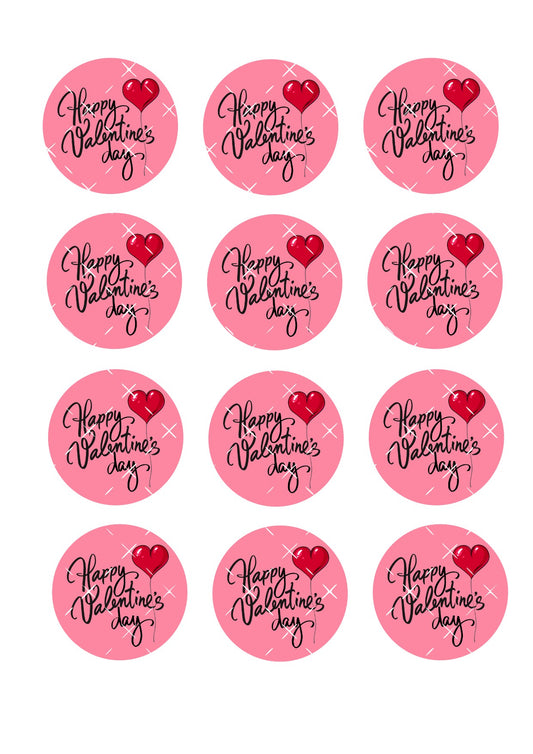 Happy Valentines Day #7 Icing Sheet Cupcake Toppers