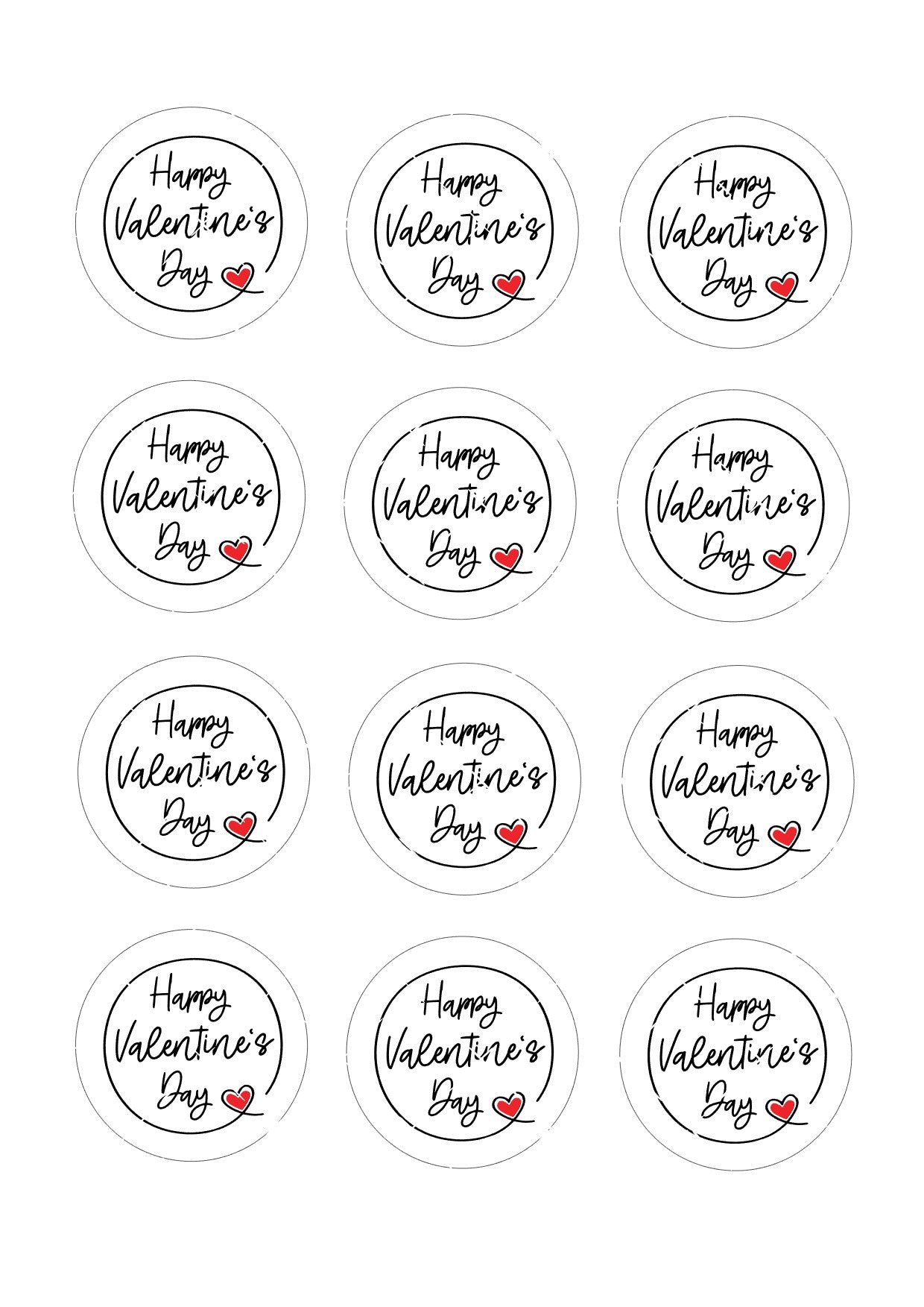 Happy Valentines Day #8 Icing Sheet Cupcake Toppers