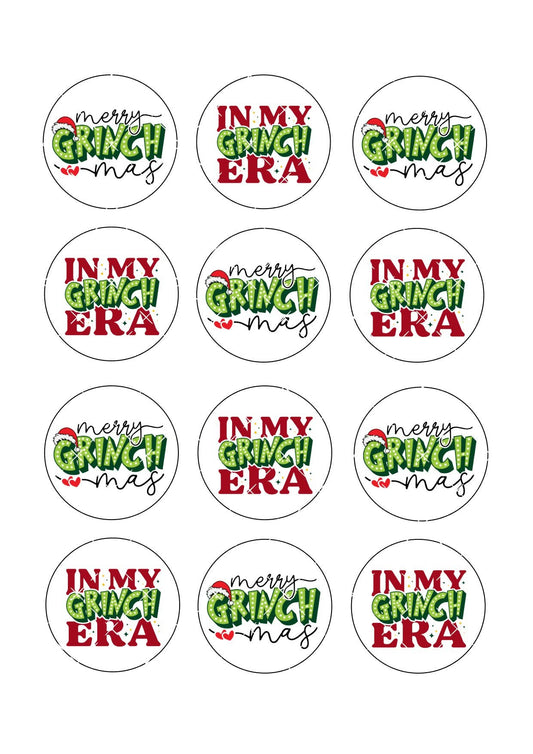 Grinch Era Cupcake Toppers Icing Sheet