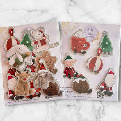 Christmas Jellycat Card Cupcake Toppers