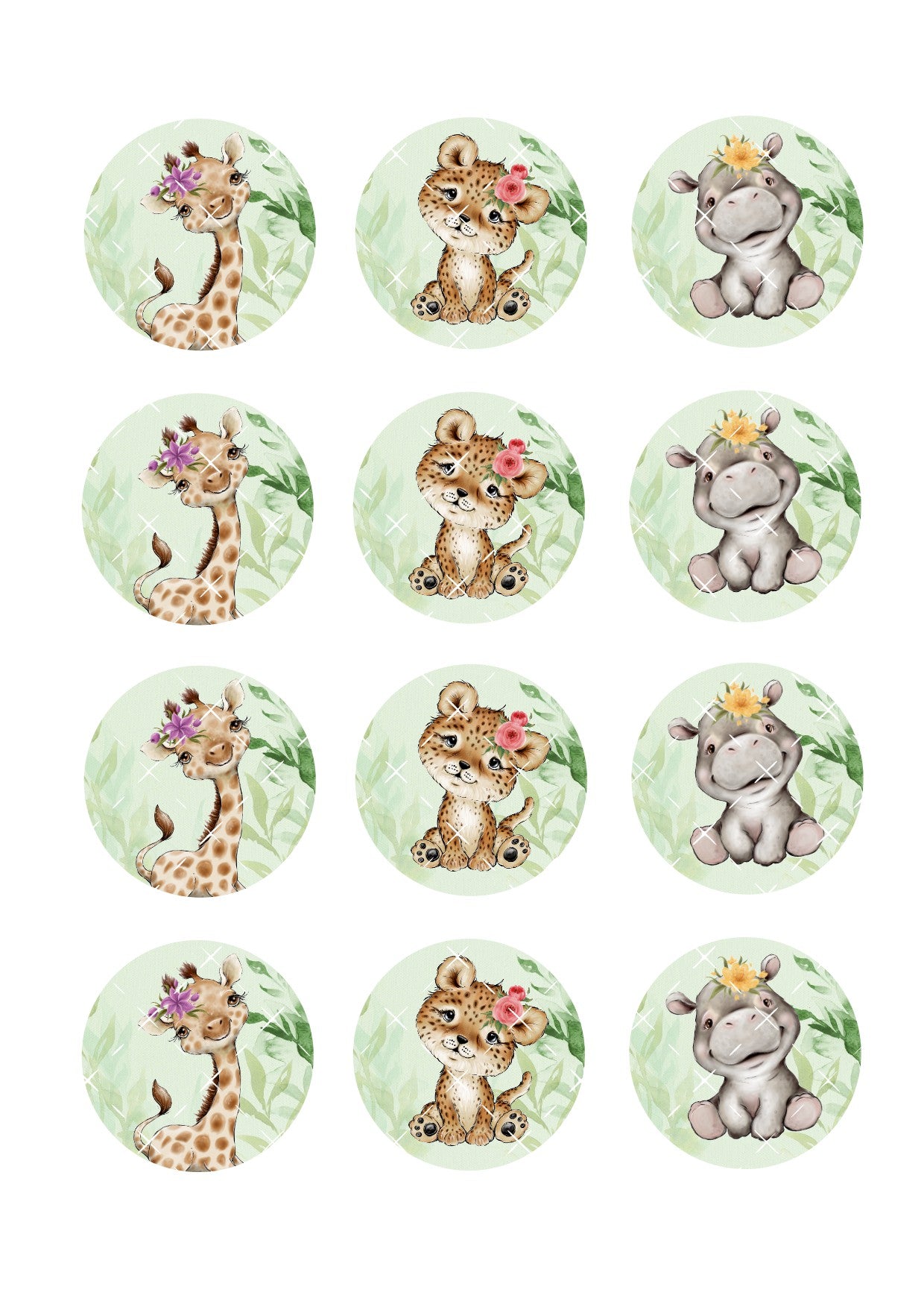 Animal #2 Icing Sheet Cupcake Toppers