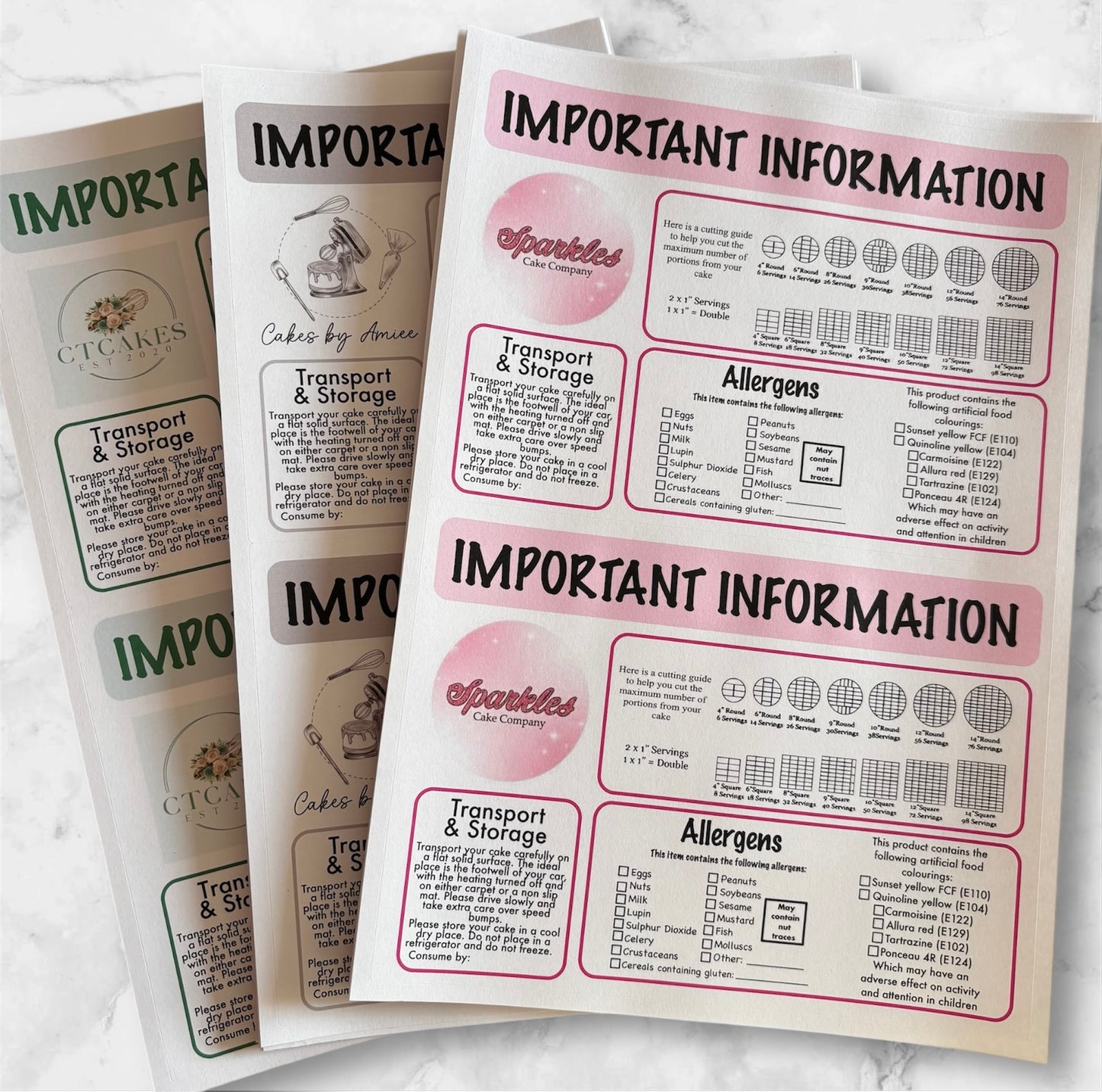 A5 Important Information Cake Stickers