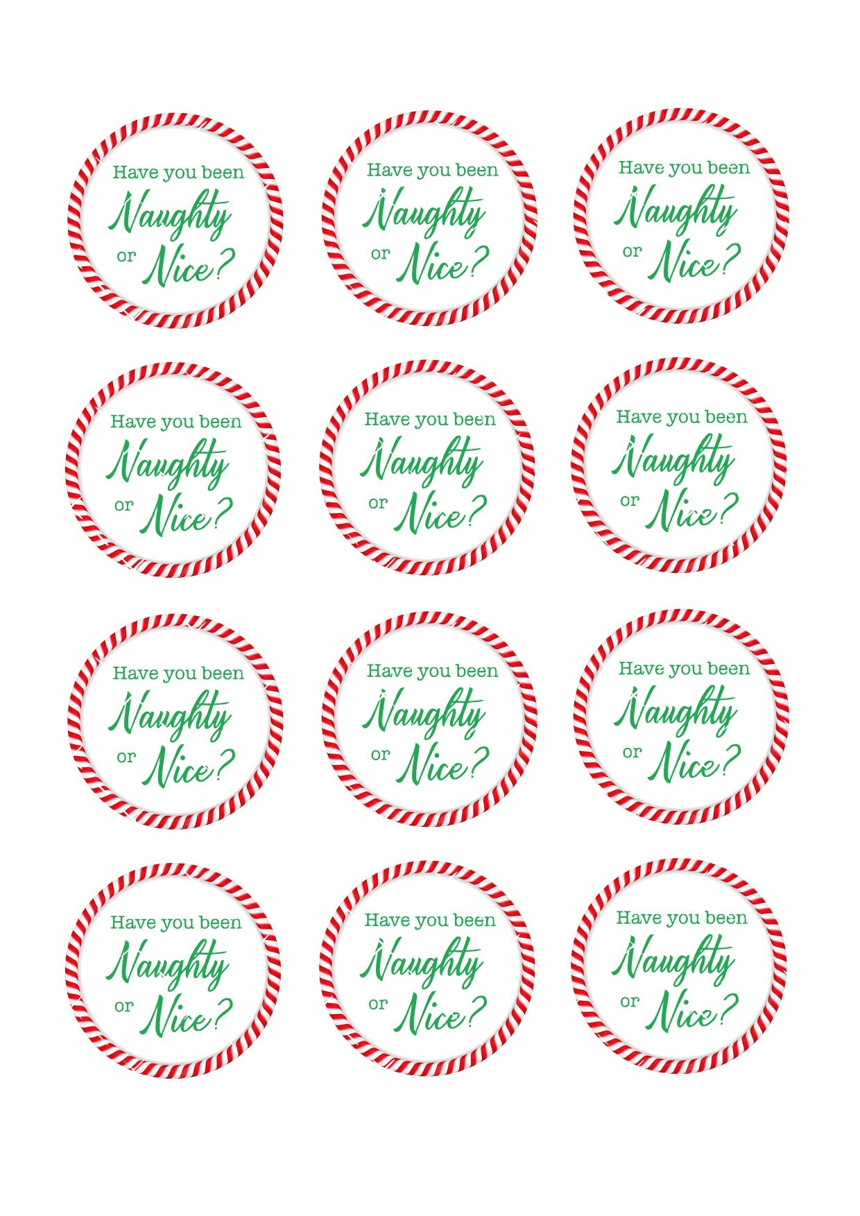 Have you been naughty or nice? Cupcake Toppers Icing Sheet