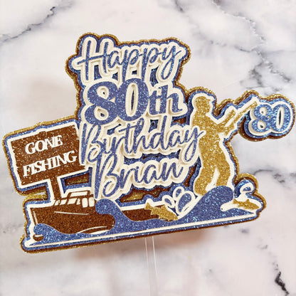 Fishing Card Cake Topper