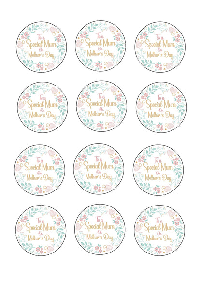 Mother's Day Icing Sheet Cupcake Toppers #5