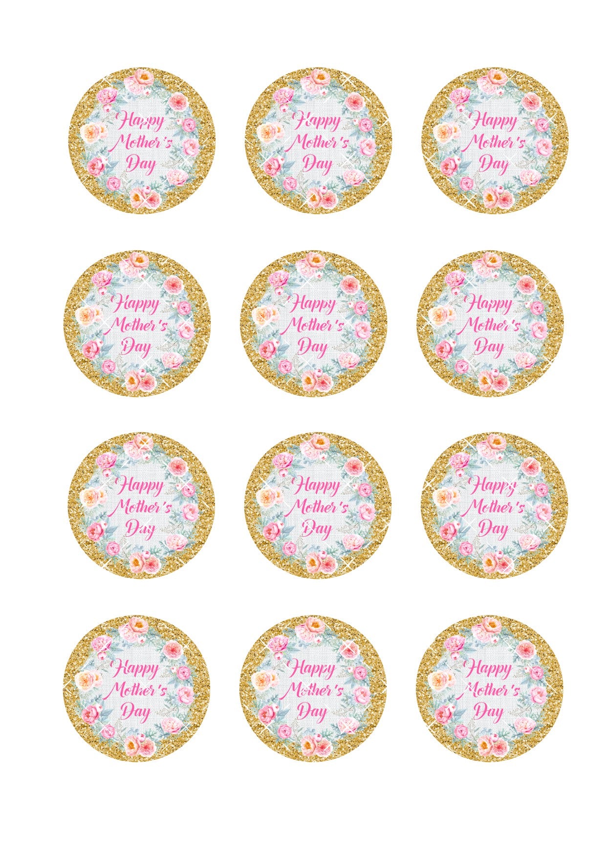 Mother's Day Icing Sheet Cupcake Toppers #4