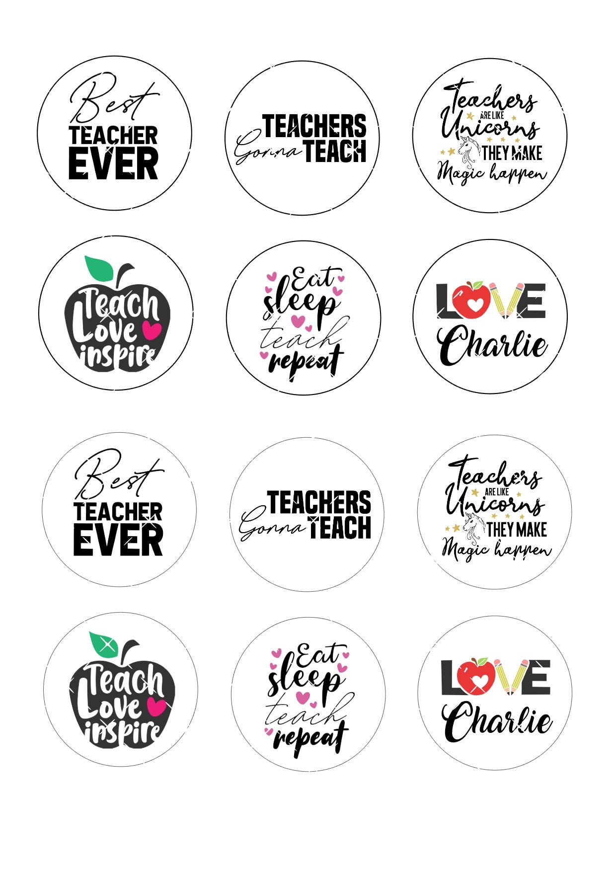 Personalised Teacher #2 Icing Sheet Cupcake Toppers