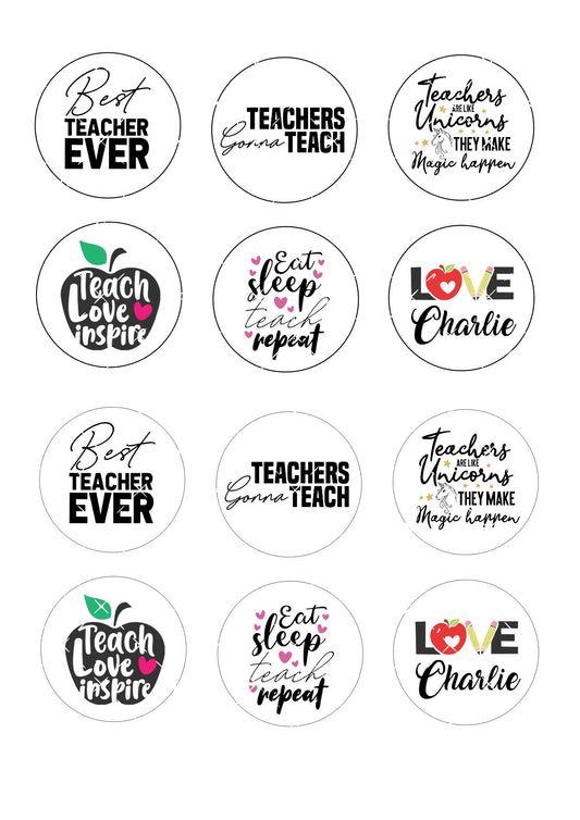 Personalised Teacher #2 Icing Sheet Cupcake Toppers