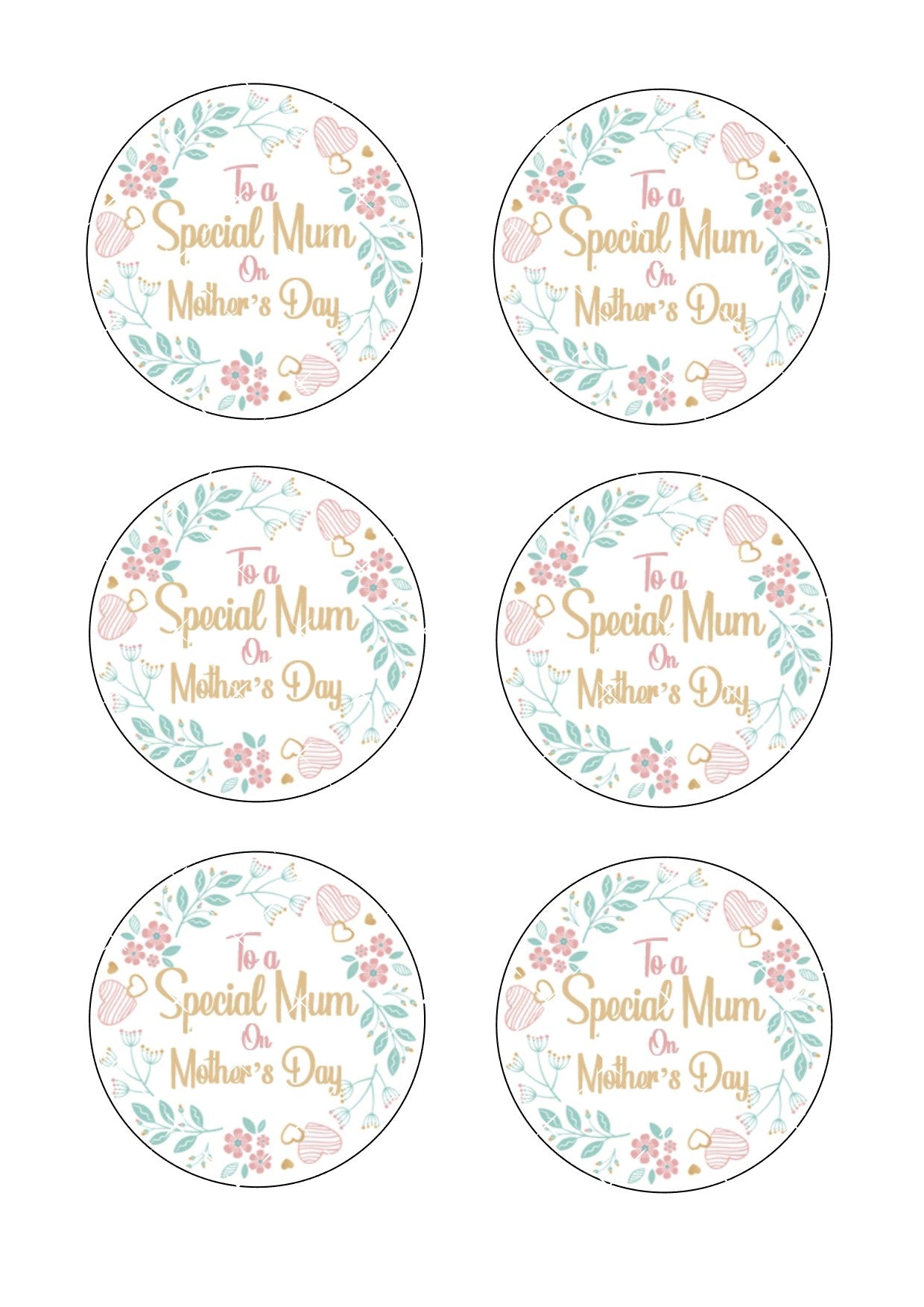 Mother's Day Cookie Toppers Icing Sheet #5