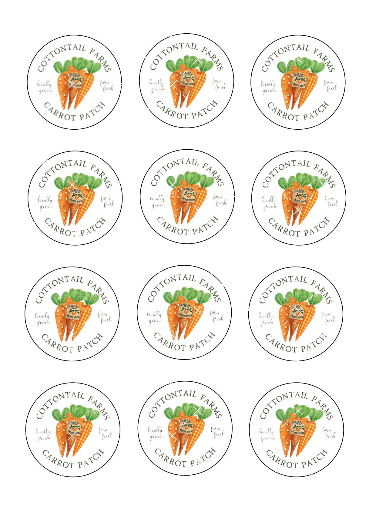 Carrot Patch Icing Sheet Cupcake Toppers