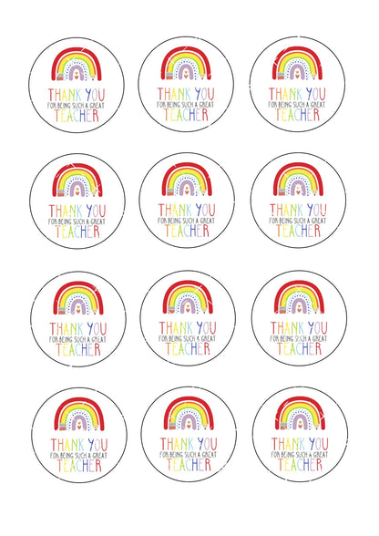 Thank you for being such a great teacher Icing Sheet Cupcake Toppers