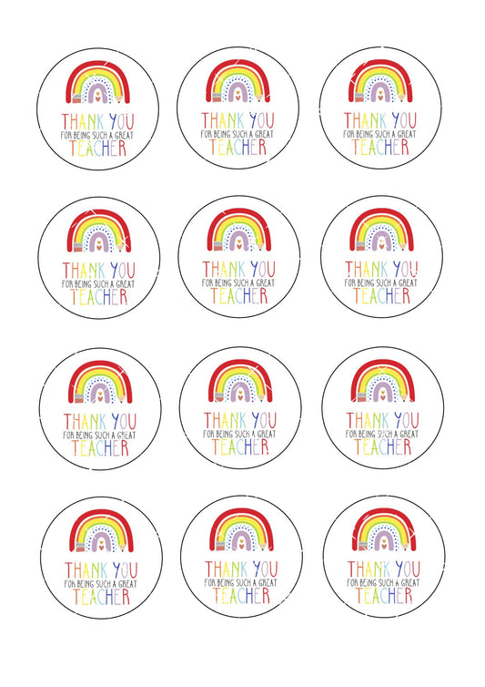 Thank you for being such a great teacher Icing Sheet Cupcake Toppers