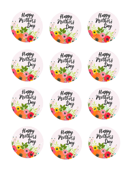 Mother's Day Icing Sheet Cupcake Toppers #3