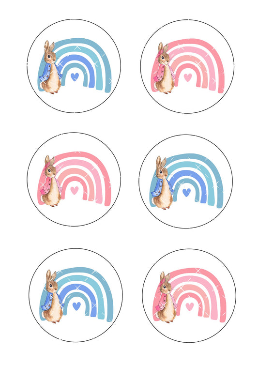 Rainbow Bunny Icing Sheet Cookie Toppers