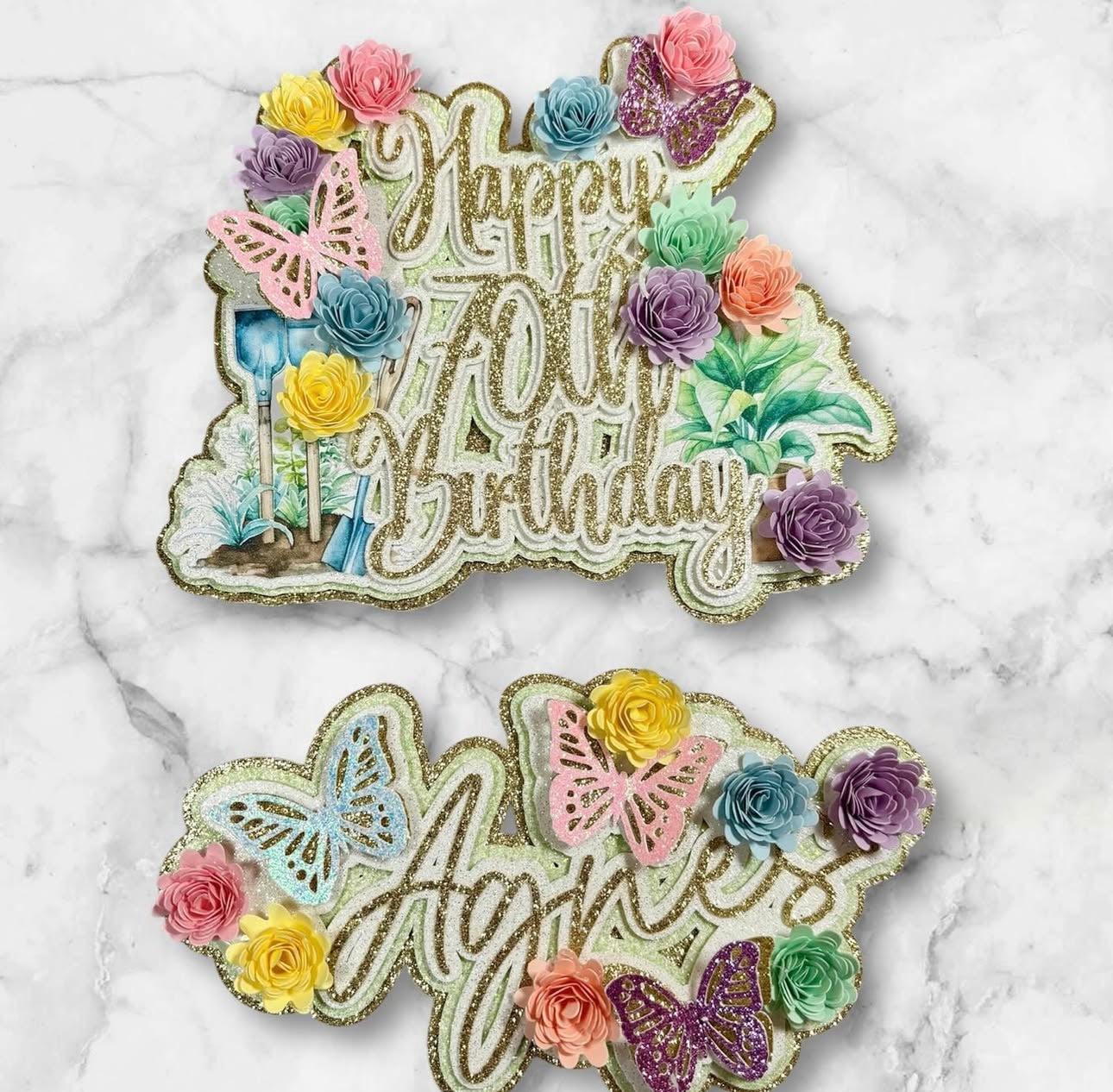 Floral Garden Cake Topper Set