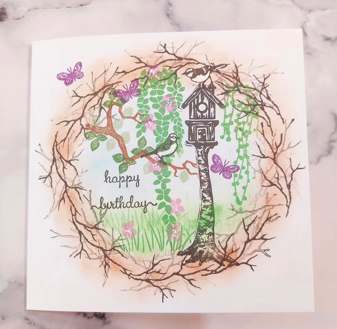 Birthday Birdhouse - Stamped Card